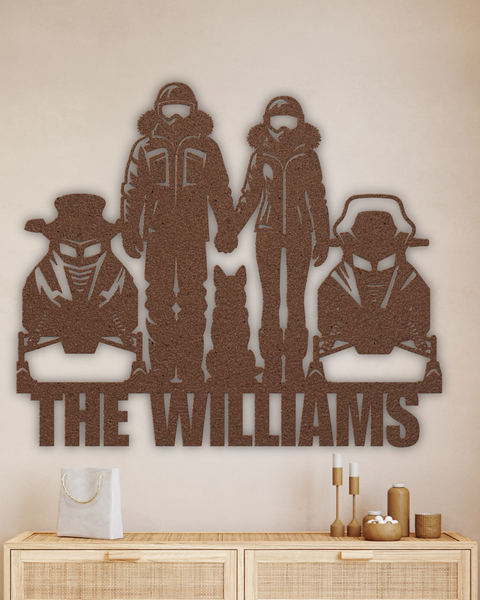 Custom Snowmobile Family Metal Sign