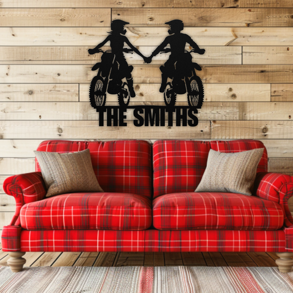 Custom Dirt Bike Couples Metal Sign