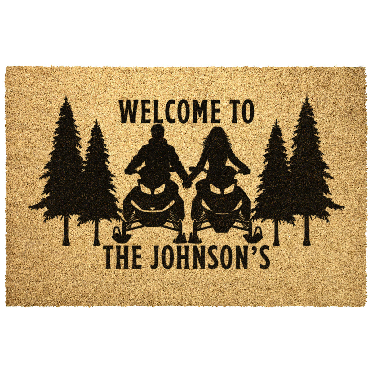 Custom Snowmobile Couple Outdoor Doormat