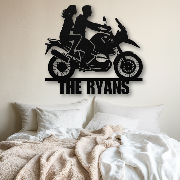 Motorcycle Couples Last Metal Sign