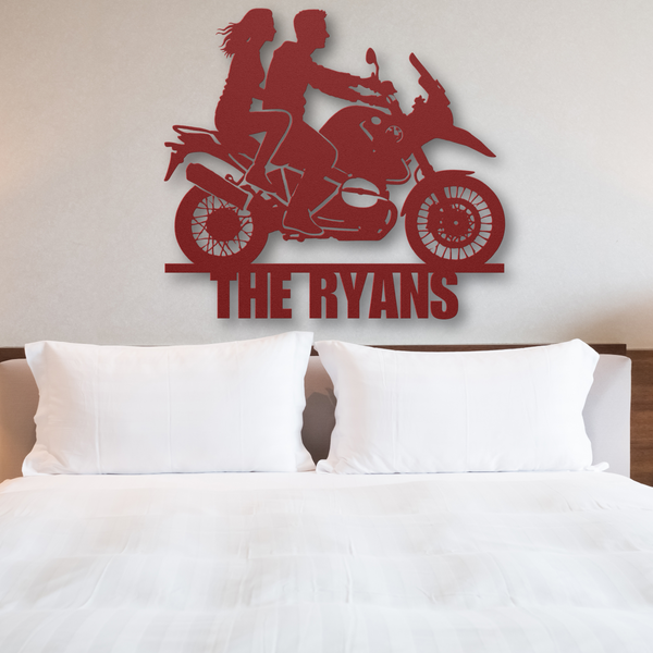 Motorcycle Couples Last Metal Sign