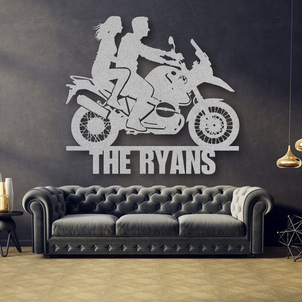 Motorcycle Couples Last Metal Sign