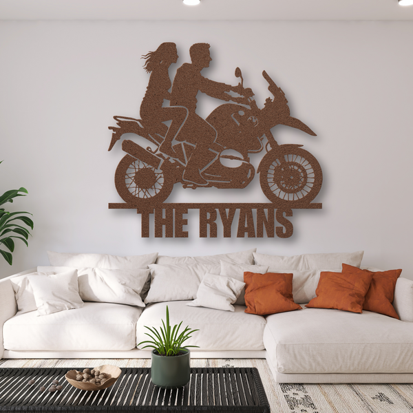 Motorcycle Couples Last Metal Sign